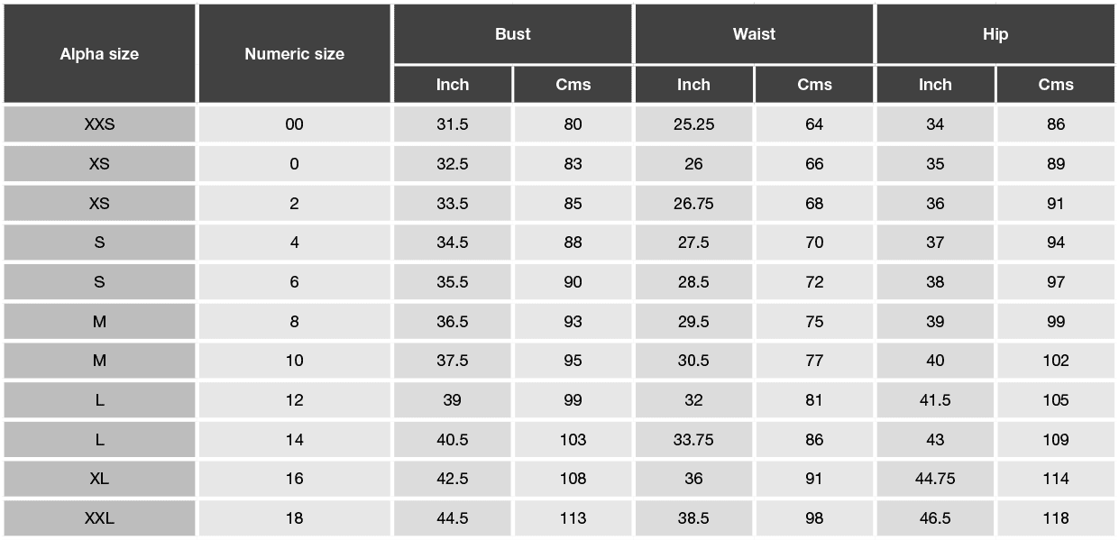 Size guide - Έπιπλο Λυμπερόπουλος Ξυλόκαστρο
